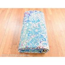 Load image into Gallery viewer, 9&#39;1&quot;x12&#39;1&quot; Maya Blue, THE PEACOCK, Colorful, Sari Silk, Hand Knotted, Oriental Rug FWR522828