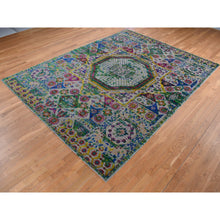 Load image into Gallery viewer, 8&#39;10&quot;x12&#39;1&quot; Forest Green, Wool with Sari Silk, Mamluk Design, Hand Knotted, Oriental Rug FWR522846