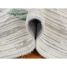 Load image into Gallery viewer, 9&#39;x12&#39; Ivory, Modern Abstract Design, Fluffy Soft Pile, Pure Silk with Textured Wool, Hi-low, Hand Knotted, Oriental Rug FWR522870