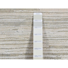 Load image into Gallery viewer, 9&#39;x12&#39; Ivory, Modern Abstract Design, Fluffy Soft Pile, Pure Silk with Textured Wool, Hi-low, Hand Knotted, Oriental Rug FWR522870