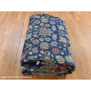 9'1"x12'2" Yale Blue, 300 KPSI, New Zealand Wool, Hand Knotted, Oriental Rug FWR522912