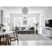 Load image into Gallery viewer, 8&#39;10&quot;x12&#39; Ash Gray, Arabesque Motif, Pure silk Tone on Tone Hand Knotted Oriental Rug FWR522930