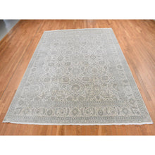 Load image into Gallery viewer, 8&#39;10&quot;x12&#39; Ash Gray, Arabesque Motif, Pure silk Tone on Tone Hand Knotted Oriental Rug FWR522930