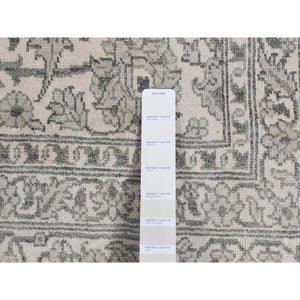 8'10"x12' Ash Gray, Arabesque Motif, Pure silk Tone on Tone Hand Knotted Oriental Rug FWR522930