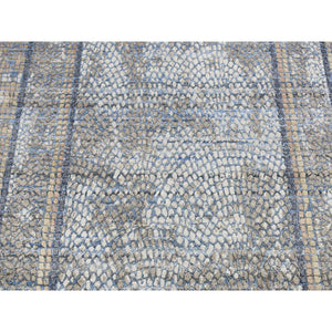 5'2"x6'10" Blue Gray, Silken, Roman Mosaic Design, Hand Knotted, Oriental Rug FWR522936