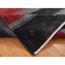 Load image into Gallery viewer, 5&#39;6&quot;x8&#39; Eerie Black, Hand Loomed, Gabbeh Design, 100% Wool, Oriental Rug FWR523032