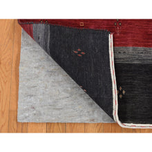 Load image into Gallery viewer, 5&#39;6&quot;x8&#39; Eerie Black, Hand Loomed, Modern Gabbeh, Pure Wool, Oriental Rug FWR523038
