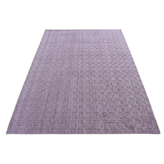 5'x7' Twilight Lavender Purple, Tone on Tone Design, 100% Wool, Hand Loomed, Oriental Rug FWR523050
