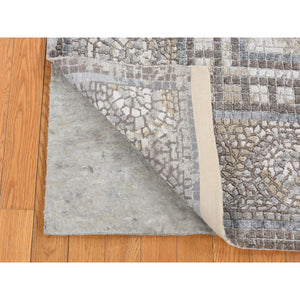 5'2"x6'10" Tan Color, Silken, Roman Mosaic Design, Hand Knotted, Oriental Rug FWR523068