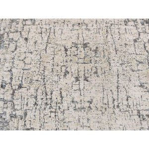 5'1"x7'2" Parchment White, THE TREE BARK Abstract Design, Hand Knotted, Soft Wool, Oriental Rug FWR523074