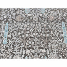 Load image into Gallery viewer, 4&#39;2&quot;x6&#39; Carbon Gray, Hand Knotted, Cypress Tree Design, Silk with Textured Wool, Oriental Rug FWR523164