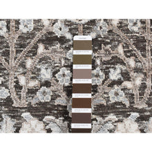 Load image into Gallery viewer, 4&#39;2&quot;x6&#39; Carbon Gray, Hand Knotted, Cypress Tree Design, Silk with Textured Wool, Oriental Rug FWR523164