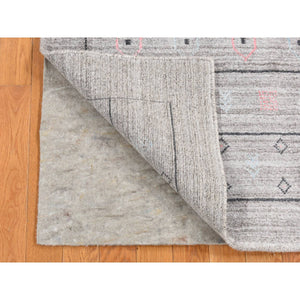4'3"x4'3" Sonic Gray, 100% Wool, Hand Loomed, Gabbeh Design, Square Oriental Rug FWR523176