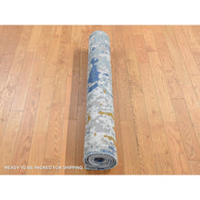 Load image into Gallery viewer, 3&#39;10&quot;x5&#39;10&quot; Battleship Gray, Modern Abstract Galaxy Design, Wool and Silk, Hi-Low Pile, Hand Knotted, Oriental Rug FWR523200