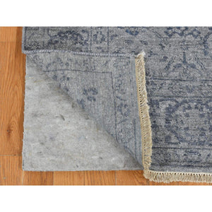 3'1"x8'3" Carbon Gray, Tone on Tone, Modern Tabriz Design, Wool and Silk, Hand Knotted, Runner Oriental Rug FWR523206