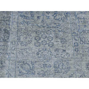 3'1"x8'3" Carbon Gray, Tone on Tone, Modern Tabriz Design, Wool and Silk, Hand Knotted, Runner Oriental Rug FWR523206