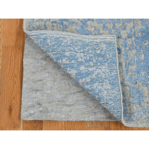 2'5"x8' Air Force Blue, Broken Cypress Tree Design, Silken, Thick and Plush, Hand Loomed, Runner Oriental Rug FWR523224