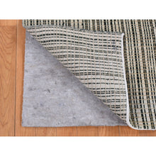 Load image into Gallery viewer, 4&#39;x5&#39;10&quot; British Racing Green, Modern Tone on Tone Criss Cross Design, Pure Wool, Hand Knotted, Oriental Rug FWR523284