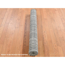 Load image into Gallery viewer, 4&#39;x5&#39;10&quot; British Racing Green, Modern Tone on Tone Criss Cross Design, Pure Wool, Hand Knotted, Oriental Rug FWR523284