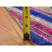 Load image into Gallery viewer, 4&#39;x6&#39;2&quot; Hot Pink, Hand Knotted, Chevron Design, Sari Silk with Textured Wool, Oriental Rug FWR523290