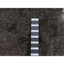 Load image into Gallery viewer, 8&#39;x11&#39; Asphalt Black, Vintage Overdyed Persian Tabriz Barjasta, Distressed, Sheared Low, Worn Down, Pure Wool, Hand Knotted, Oriental Rug FWR523296