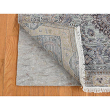 Load image into Gallery viewer, 4&#39;1&quot;x6&#39;2&quot; Laurel Green, Pure Silk with Textured Wool, Mughal Design, Hand Knotted, Oriental Rug FWR523302