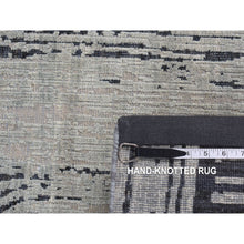 Load image into Gallery viewer, 4&#39;x6&#39;3&quot; Ash Gray, The Cane Design, Pure Silk With Textured Wool, Hand Knotted, Oriental Rug FWR523308
