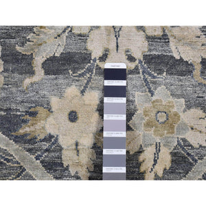 4'x6'3" Thunder Gray, Hunting Design, Silk with Textured Wool, Hand Knotted, Oriental Rug FWR523314