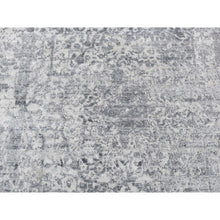 Load image into Gallery viewer, 4&#39;1&quot;x6&#39; Carbon Gray, Erased Persian Design, Wool and Pure Silk, Hand Knotted, Oriental Rug FWR523332