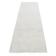 Load image into Gallery viewer, 2&#39;7&quot;x8&#39;4&quot; Cream Color, Grass Design Gabbeh, Wool and Silk, Hand Knotted, Runner Oriental Rug FWR523398
