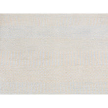 Load image into Gallery viewer, 2&#39;7&quot;x8&#39;4&quot; Cream Color, Grass Design Gabbeh, Wool and Silk, Hand Knotted, Runner Oriental Rug FWR523398