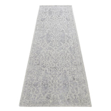 Load image into Gallery viewer, 2&#39;5&quot;x8&#39;2&quot; Ash Gray, Jacquard Hand Loomed, Broken Cypress Tree Design, Silken, Thick and Plush, Runner Oriental Rug FWR523404