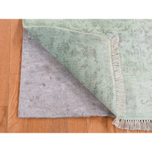 Load image into Gallery viewer, 2&#39;6&quot;x8&#39;3&quot; Gin Green, Pure Wool, All Over Tabriz Mahi Fish Design, Hand Knotted, Runner Oriental Rug FWR523416