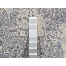 Load image into Gallery viewer, 2&#39;5&quot;x10&#39; Battleship Gray, Broken and Erased Persian Design, Pure Silk, Hand Knotted, Runner Oriental Rug FWR523440