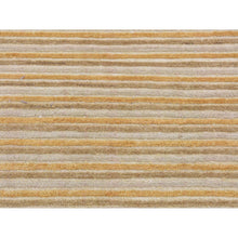 Load image into Gallery viewer, 2&#39;7&quot;x8&#39;6&quot; Hunyadi Yellow, Pure Wool, Modern Gabbeh Striped Design, Handmade, Runner Oriental Rug FWR523446