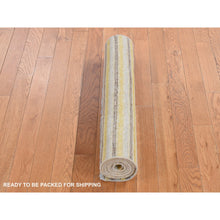Load image into Gallery viewer, 2&#39;7&quot;x8&#39;6&quot; Hunyadi Yellow, Pure Wool, Modern Gabbeh Striped Design, Handmade, Runner Oriental Rug FWR523446