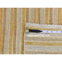 Load image into Gallery viewer, 2&#39;7&quot;x8&#39;6&quot; Hunyadi Yellow, Pure Wool, Modern Gabbeh Striped Design, Handmade, Runner Oriental Rug FWR523446