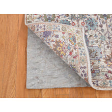 Load image into Gallery viewer, 2&#39;7&quot;x8&#39;3&quot; Platinum Gray, Silk with Textured Wool, Tabriz, Hand Knotted, Runner Oriental Rug FWR523458