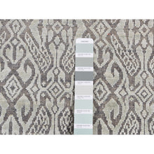 Load image into Gallery viewer, 2&#39;7&quot;x10&#39;4&quot; Nyanza Green, Hand Knotted, Abarasque Design, Tone on Tone, Pure Real Silk with Textured Wool, Runner Oriental Rug FWR523500