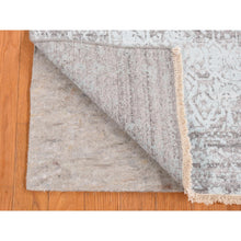 Load image into Gallery viewer, 2&#39;6&#39;&#39;x10&#39; Nyanza Green, Broken and Erased Persian Design, Hand Knotted, Wool and Silk, Runner Oriental Rug FWR523518