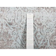 Load image into Gallery viewer, 2&#39;6&#39;&#39;x10&#39; Nyanza Green, Broken and Erased Persian Design, Hand Knotted, Wool and Silk, Runner Oriental Rug FWR523518