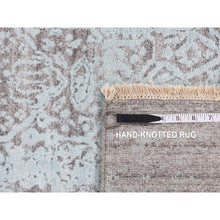 Load image into Gallery viewer, 2&#39;6&#39;&#39;x10&#39; Nyanza Green, Broken and Erased Persian Design, Hand Knotted, Wool and Silk, Runner Oriental Rug FWR523518