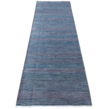 Load image into Gallery viewer, 2&#39;7&quot;x8&#39;10&quot; Midnight Green, Wool and Silk, Grass Design, Hand Knotted, Runner Oriental Rug FWR523542
