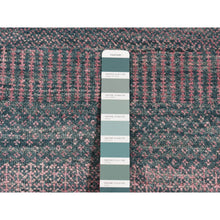 Load image into Gallery viewer, 2&#39;7&quot;x8&#39;10&quot; Midnight Green, Wool and Silk, Grass Design, Hand Knotted, Runner Oriental Rug FWR523542