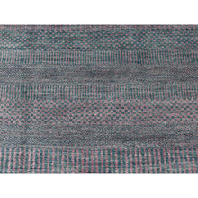 Load image into Gallery viewer, 2&#39;7&quot;x8&#39;10&quot; Midnight Green, Wool and Silk, Grass Design, Hand Knotted, Runner Oriental Rug FWR523542