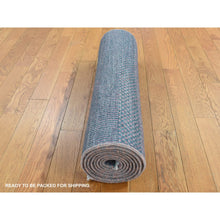 Load image into Gallery viewer, 2&#39;7&quot;x8&#39;10&quot; Midnight Green, Wool and Silk, Grass Design, Hand Knotted, Runner Oriental Rug FWR523542