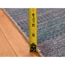 Load image into Gallery viewer, 2&#39;7&quot;x8&#39;10&quot; Midnight Green, Wool and Silk, Grass Design, Hand Knotted, Runner Oriental Rug FWR523542