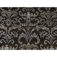 Load image into Gallery viewer, 2&#39;4&quot;x9&#39;8&quot; Pullman Green, Abarasque Motif Tone on Tone Design, Wool and Silk, Handmade, Runner Oriental Rug FWR523566