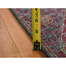 Load image into Gallery viewer, 2&#39;6&quot;x9&#39;10&quot; Medium Jungle Green, Vintage Look Mamluk, Zero Pile, Shaved Low, Worn Wool, Hand Knotted, Runner Oriental Rug FWR523590