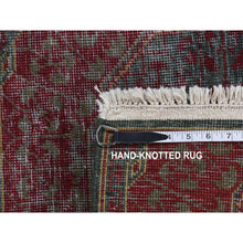 Load image into Gallery viewer, 2&#39;6&quot;x9&#39;10&quot; Medium Jungle Green, Vintage Look Mamluk, Zero Pile, Shaved Low, Worn Wool, Hand Knotted, Runner Oriental Rug FWR523590